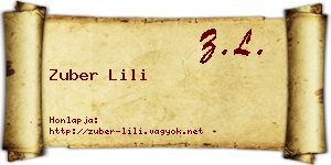 Zuber Lili névjegykártya